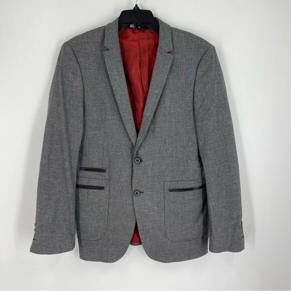 Zara Gray Sport Coat with Red Lining and Notched Lapels size 40 - Picture 1 of 4